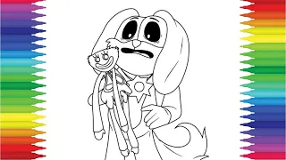 DogDay holding a Huggy Wuggy toy from Poppy Playtime | Smiling Critters  Coloring Page