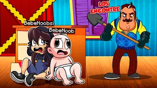 ¡ESCAPA DEL VECINO MALVADO HELLO NEIGHBOR! 😭😱 BEBE NOOB Y BEBE NOOBSI ESCAPAN EN MINECRAFT