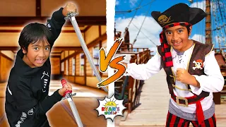 Ryan's Pirate vs Ninja Challenge!