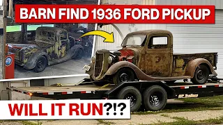 Will It Run?!? Barn Find 1936 Ford Pickup Truck! Flathead V8 Powered!