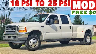 2001 F350 7.3 Powerstroke - 18 psi to 25 psi free mod - Let’s see if she’s faster ??