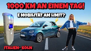 MISSION LANGSTRECKE! 1000 km an einem Tag im Fiat 500 E  Italien - Köln Roadtrip #elektroauto