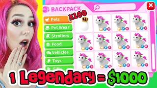 I Opened 100 Adopt Me Eggs.. But EVERY Legendary I Got I Gave $1000 Away! (Roblox Adopt Me)