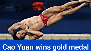 China's Cao yuan wins gold in men's 10m platform at the tokyo 2021 olympics