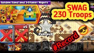 Golden Sand and 3 Starry Nights coc - Easily 3 stars with SWAG 230 Troops #record - Clash of Clans