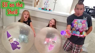 Elf on the Shelf! Elves Caught in Giant Balloons! Pikmi Pops Bubble Drops Challenge! Day 3