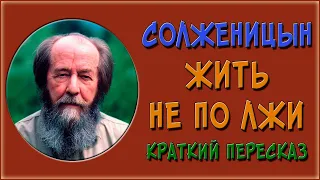 Жить не по лжи. Краткое содержание