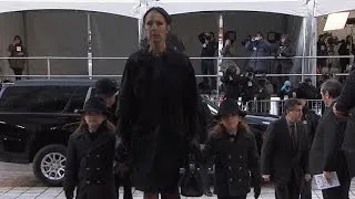 Celine Dion's 5-Year-Old Twins, 14-Year-Old Son Stay Strong at Funeral for Rene Angelil