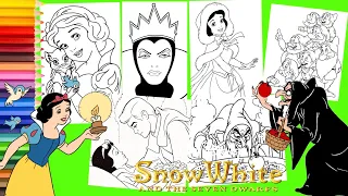 Coloring Princess Snow White & Seven Dwarfs COMPILATION - Coloring Pages with Animation