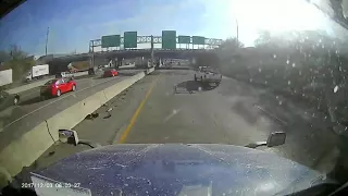 Accident I70 west in Indianapolis Indiana Semi vs Car 1 30 2018