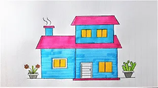 How to draw a House 🏡My house Drawing Easy🏡 Painting