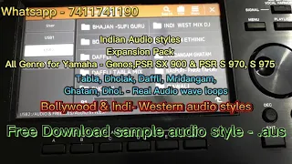 Indian Audio styles Real loops (Hindi) for YAMAHA GENOS,PSR SX 900 ,PSR S 975 & 970 ,FREE SAMPLE