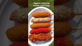 Korean corn dogs are hot dogs, with mozzarella cheese coated in a batter and deep fried.