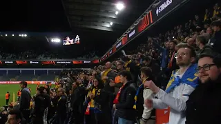 RUSG Fans feiern und bedanken sich bei den Gästefans von Union Berlin