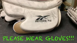 Essan from BAHR shows how to properly remove puck marks from Hockey Goalie Glove & Blocker
