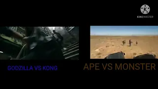 godzilla vs kong and ape vs monster comparizon scenes