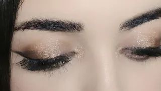 3 MINUTE Soft Smokey Eye Makeup in Tea Brown Tone With Glitter🤎