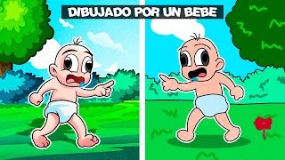 ¡BEBE NOOB JUEGA Minecraft PERO es un DIBUJO! 🎨 😱 EL MUNDO ES DIBUJADO POR UNU BEBE