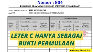 Leter C desa dan SPPT bukan merupakan bukti mutlak kepemilikan tanah