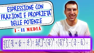 Espressione con frazioni e proprietà delle potenze - 1ª e 2ª Media [Tutorial per genitori]