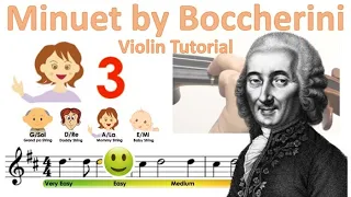 Minuet by L.Boccherini | Suzuki Violin book 2 | sheet music and easy violin tutorial