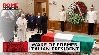 Pope Francis makes surprise visit to wake of former Italian president