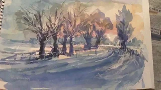 Winter Watercolor Demonstration. Loose watercolor lesson.