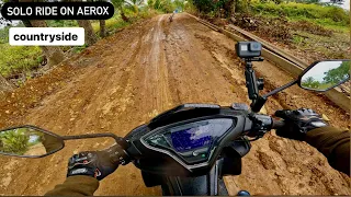 SOLO RIDE// COUNTRYSIDE ROAD// AEROX 155// 4K //AEROX 155 OFF ROAD// OFF ROAD// SLIPPERY ROAD