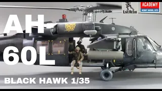 SOAR Special Ops AH 60L DAP Black Hawk 1/35 Academy BUILD w/ LIVE RESIN Figures