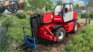 collecting straw bales with manitou thrustmaster t248 gameplay farming simulator 22