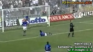 Serie A 1997-1998, day 4 Sampdoria - Juventus 1-1 (F.Inzaghi goal)