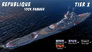 République , Sniper Strike 100k damage | World of Warships Blitz gameplay