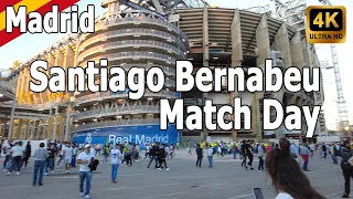 MADRID [4K] SANTIAGO BERNABEU STADIUM ⚽ MATCH DAY Virtual Walking tour around the Real Madrid pitch