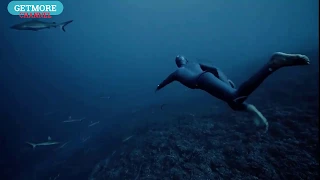 Spectacular Footage of Freediver Flying through Swift Ocean Currents North of Tahiti Undewater.