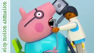 The Dentist Peppa Pig tv toys stop motion animation in english