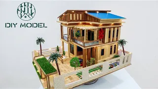 How To create a miniature modern house with sticks | DIY Model