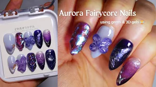 3D Fairycore Aurora Gem nails 🧚 | Korean Gel nails / Press-on nails / nail art / subs 4K