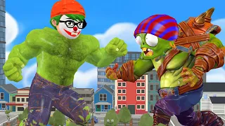 Scary teacher 3d Nickhulk vs Giant zombie with troll Miss T and hello neighbor Funny Gaming