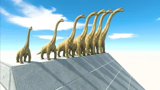 Various Size of Herbivorous  Dinosaurs Ragdoll Physics Slide Race -Animal Revolt Battle Simulator