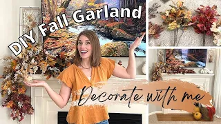FALL 2022 DECORATE WITH ME | DIY FALL GARLAND | MANTLE & FIREPLACE SURROUND DECORATING IDEAS