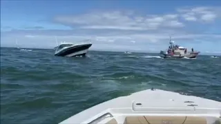 Boat sinking Barnegat inlet boat ran over north jetty at hightide