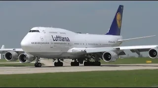 *Medical Divert* Lufthansa B747 Makes an Emergency Divert at Manchester. Super Close departure!