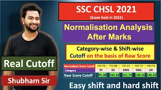 SSC CHSL 2021 Tier-1 Actual cutoff based on Raw score shift-wise & Category-wise| Normalisation