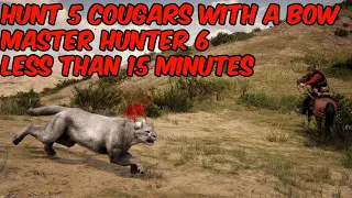 Hunt 5 cougars with a bow Master hunter 6 RDR2 in less than 15 minutes