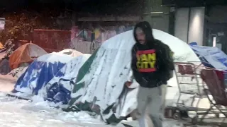 Massive Snow Storm Slams Homeless Tent City  (Life And Death Crisis In Downtown Eastside/ Chinatown)