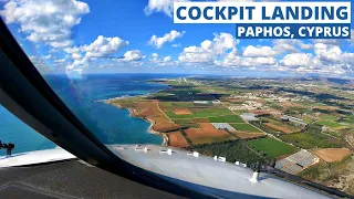 Boeing 737-800 Cockpit Landing at Paphos, Cyprus | Visual Approach | GoPro Pilot's View [4K]
