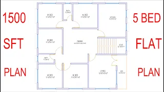 HOUSE PLAN DESIGN | EP 123 | 1500 SQ.FT 5 BEDROOM DUPLEX HOUSE PLAN | LAYOUT PLAN