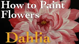 Flower painting tutorial | Dahlia - Pink  with acrylic ( in 3 Minutes )