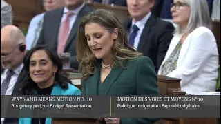 Chrystia Freeland tables 2023 federal budget in Parliament