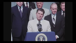 President Reagan announcing Charles Bowsher as United States Comptroller General on July 9, 1981